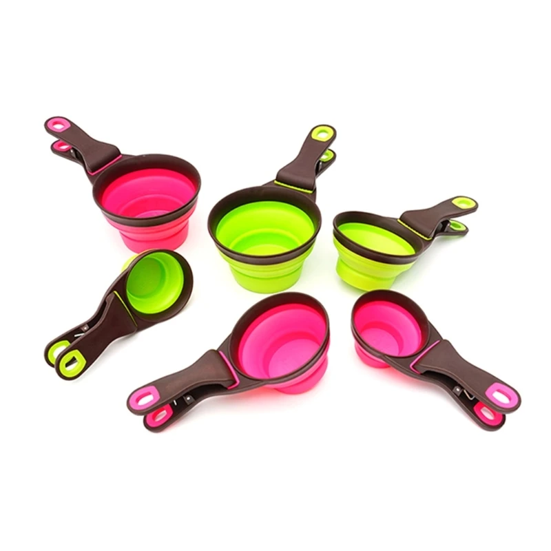 1Pcs Folding Pet Bowl Food Spoon Foldable Food Bag Water Bowl Dog Scoop with Bag Clip Measuring Cup Dog Food Spoon