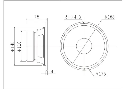 1 Pieces Kasun F-178A/MK-630 6.5\'\' Home Audio DIY Midrange Speaker Driver Unit Black PP Cone 8ohm/110W/120W D167mm/D178mm