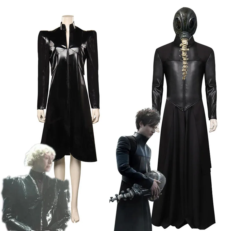 

The Sandmaning Lucifer Cosplay Costume PU Coat Dress Outfits Halloween Carnival Suit For Adult Women Men Disguise