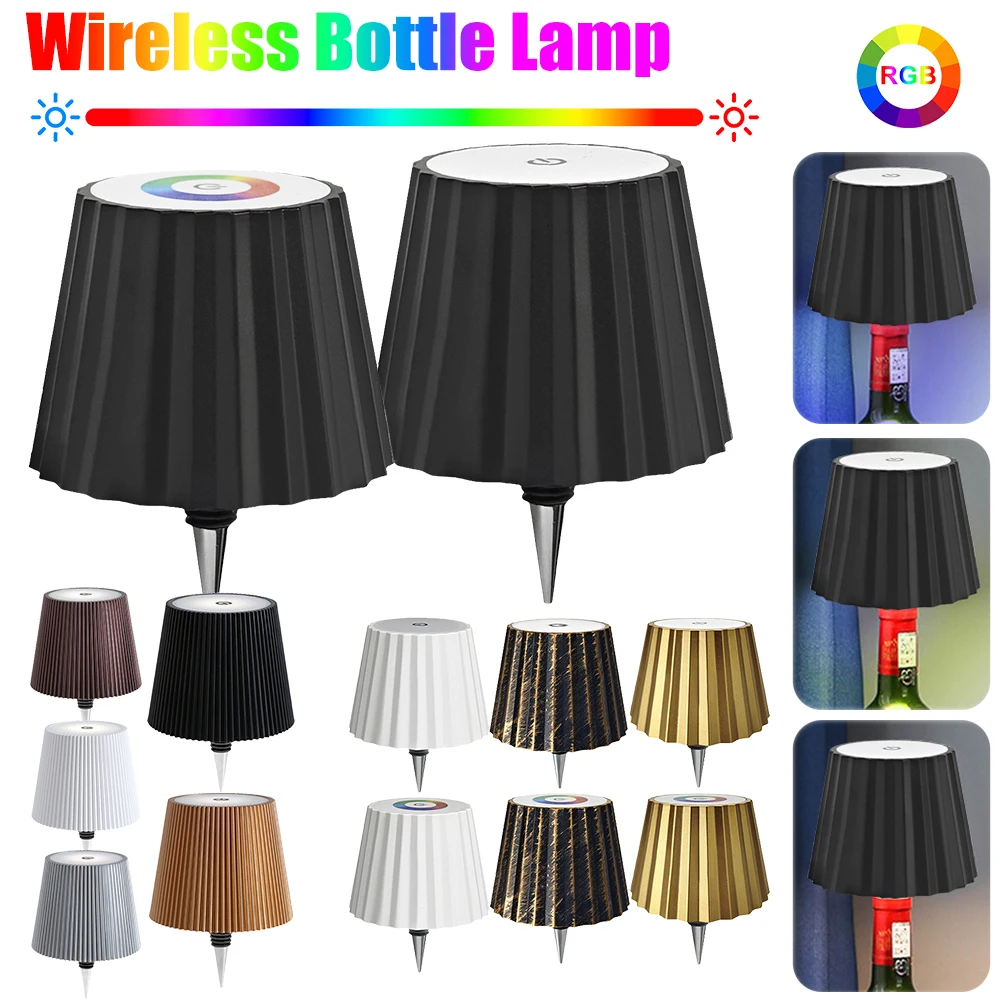 Wireless Wine Bottle Lamp Touch Control Portable Table Lamp 3-Color Dimmable LED Bottle Light for Bar Cafe Atmosphere Desk Light