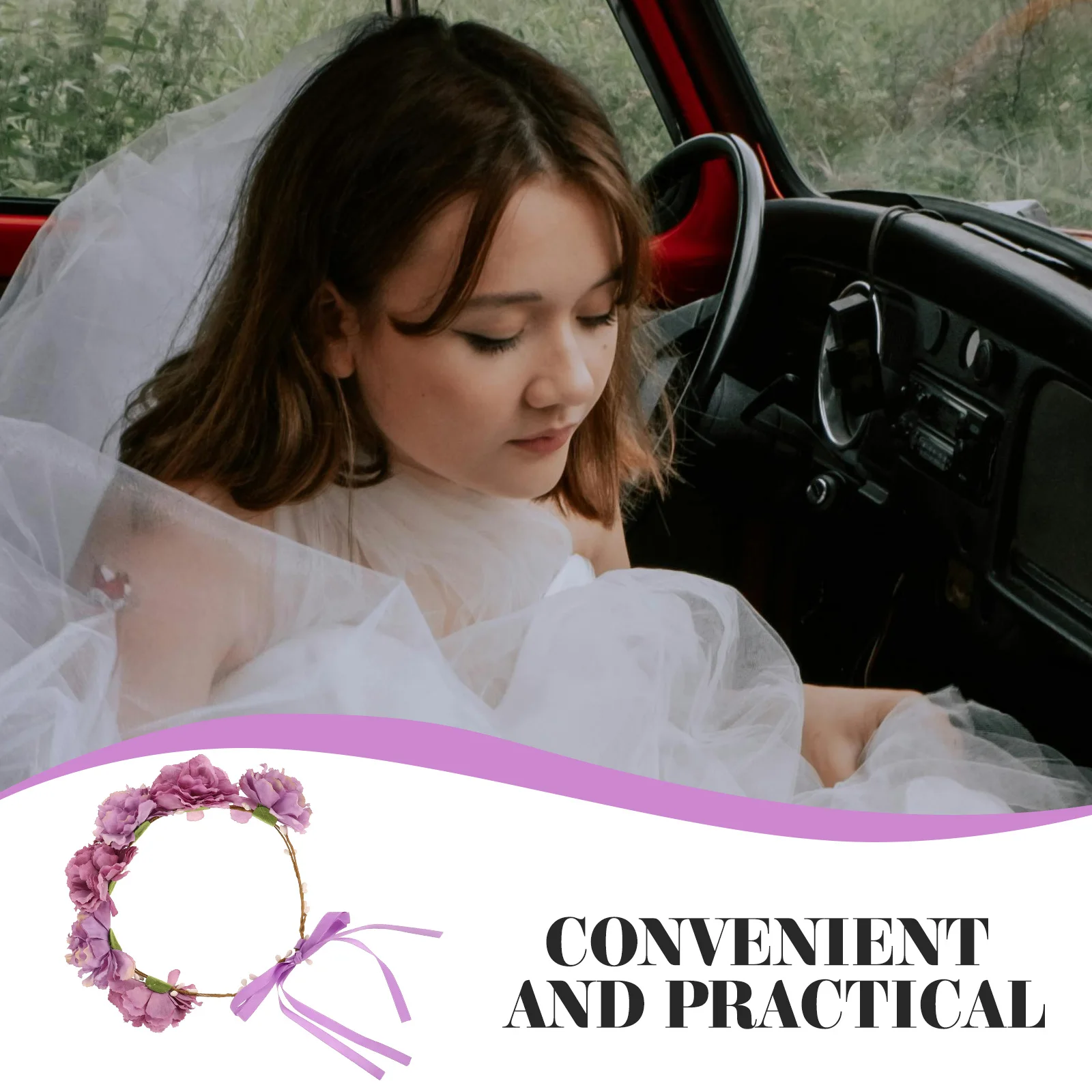 عصابة رأس بوهو على شكل زهور للنساء، إكسسوار شعر أنيق على شكل زهرة، غطاء رأس من القماش واسع قابل للتعديل للسفر في الحفلات #4