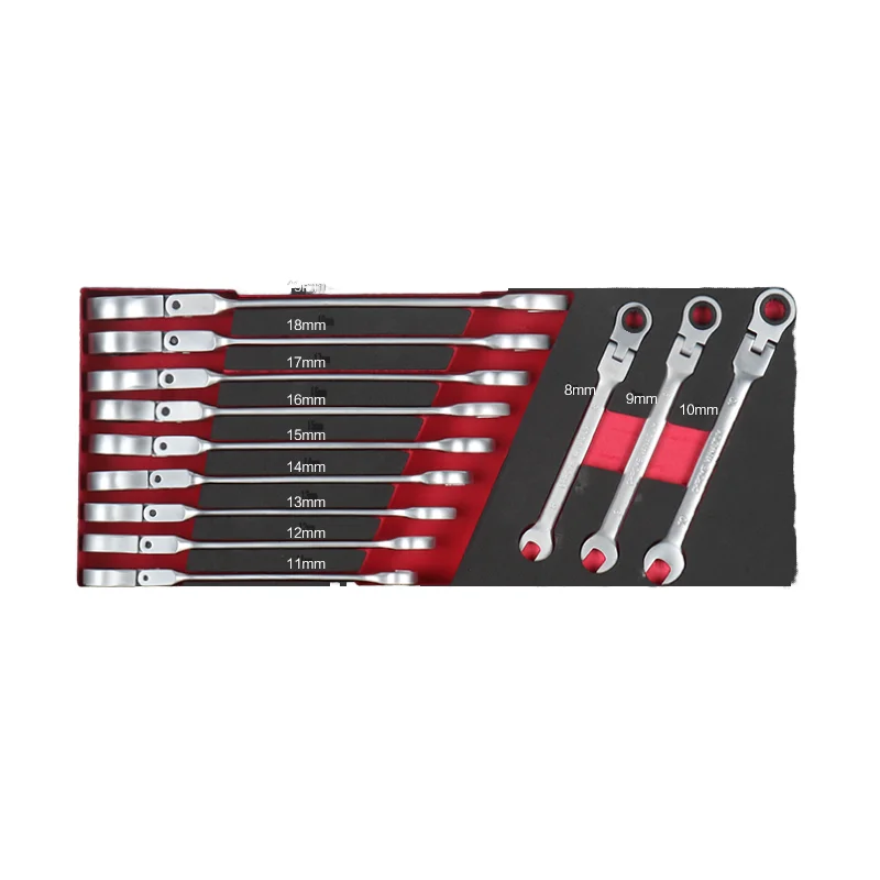 12PCS CRV Flexible Combination Ratchet Wrench Tool Set Hardware OEM