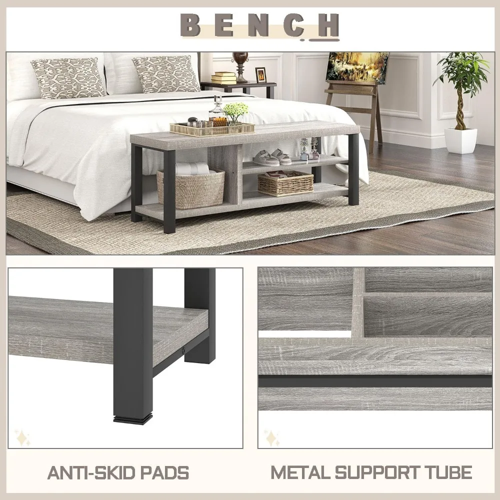 مقعد تخزين الأحذية الخشبي العتيق، رف المدخل على الطراز الصناعي مع مقعد للممر وغرفة النوم وغرفة المعيشة