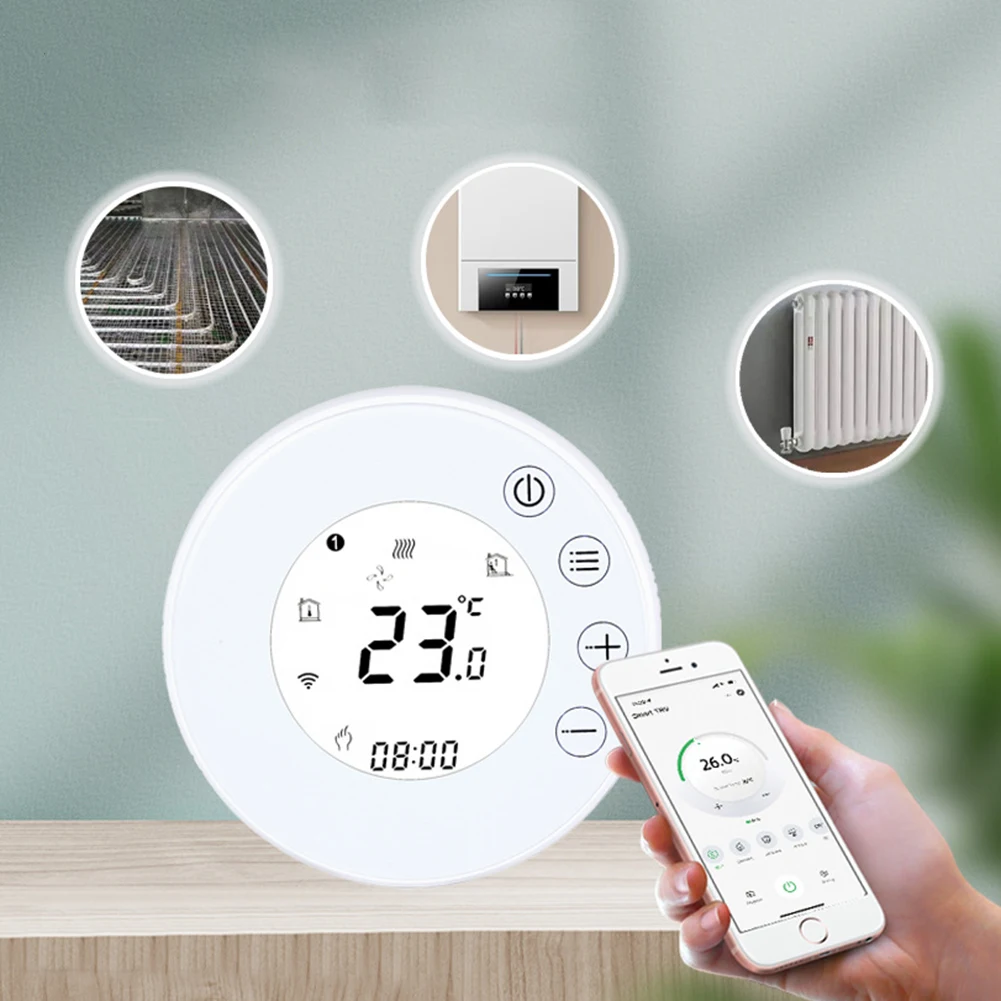 

Умный Wi-Fi термостат с сенсорным экраном, регулятор температуры, легкий пульт дистанционного управления, комнатный терморегулятор