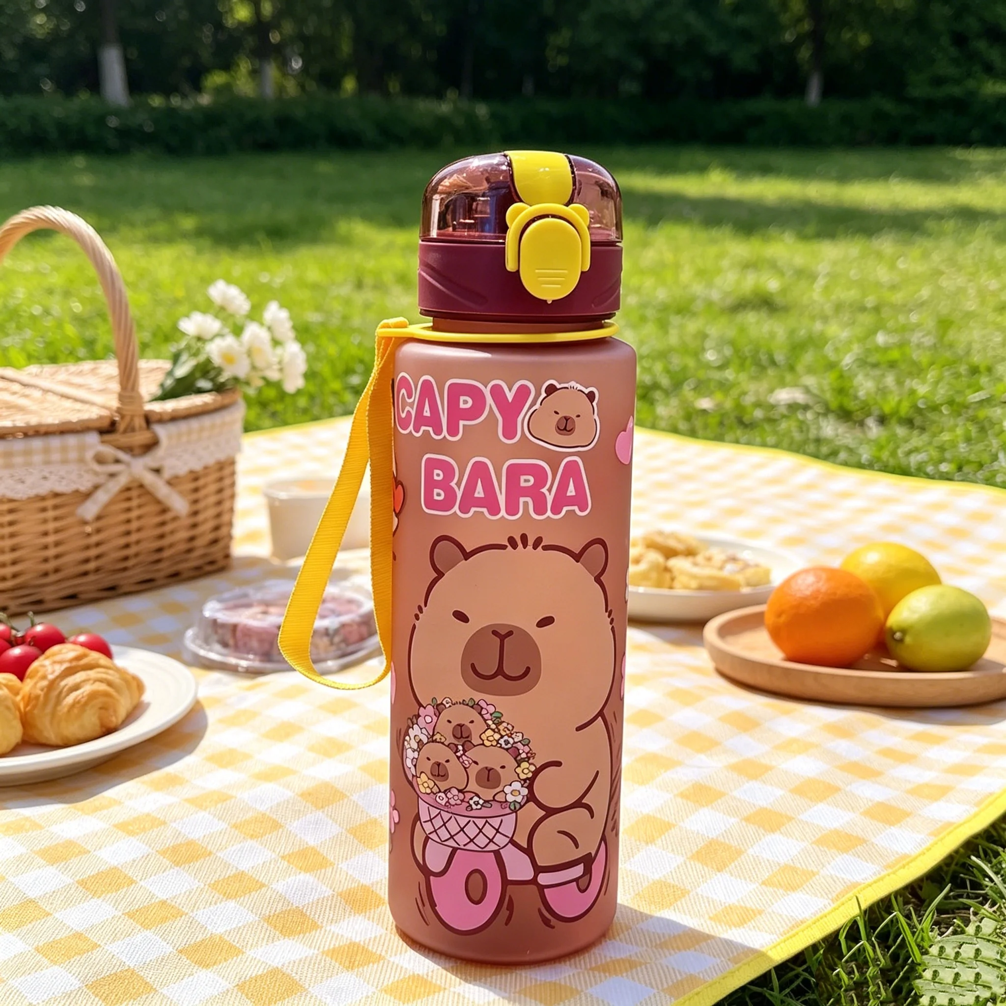 700ml Capybara Water Bottle Leakproof Plastic Straw Cup Portable Outdoor Travel Large Capacity Sports Drink Container - view 5