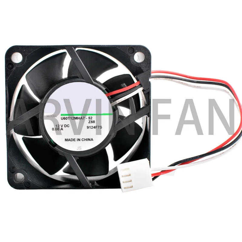 

U60T12MHA7-52 6cm 60mm Fan 60x60x25mm DC12V 0.08A Quiet Cooling Fan For Chassis CPU Frequency Converter Power Supply