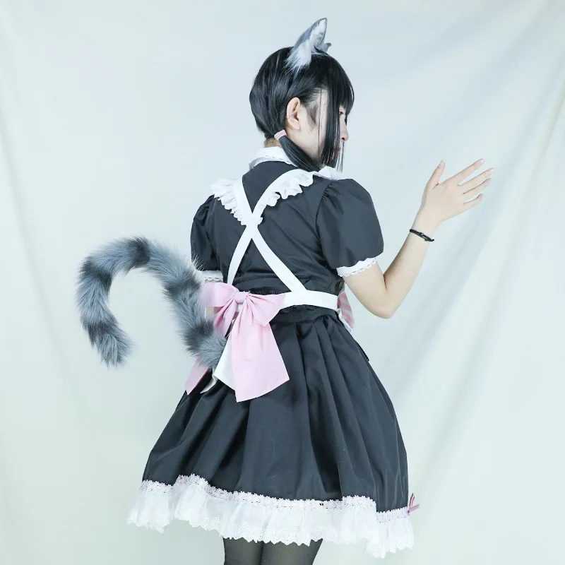 Tre fiori arancioni orecchie di gatto orecchie di animali fasce per capelli peluche fatte a mano orecchie di gatto Lolita Kc Comic Con Cat Lady Cosplay set coda di gatto