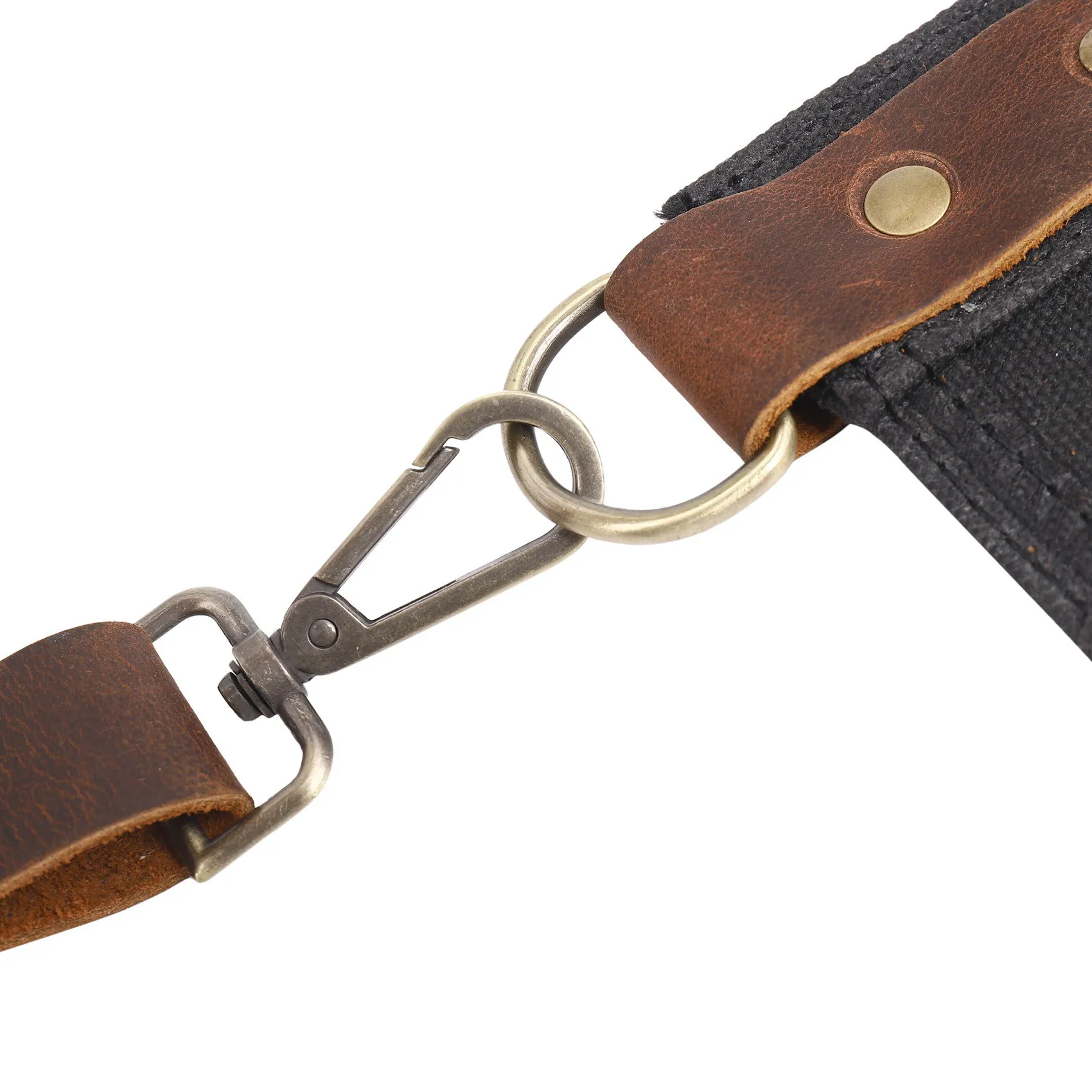 

2X For Women Real Leather Canvas Half Apron Pocket Waitress Teacher Vendor Utility Server Cosmetic Apron Black-AS97