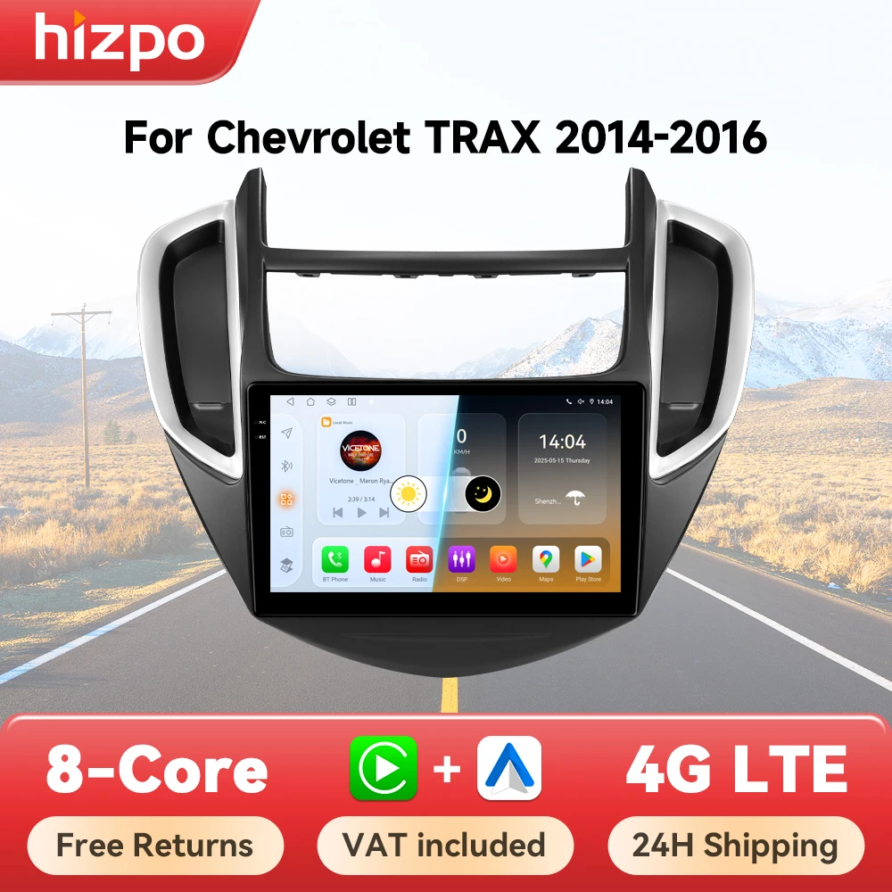 Hizpo Für Chevrolet TRAX 2014 - 2016 Android Auto Multimedia Autoradio GPS Video Navigation Carplay Bildschirm RDS 2Din Stereo