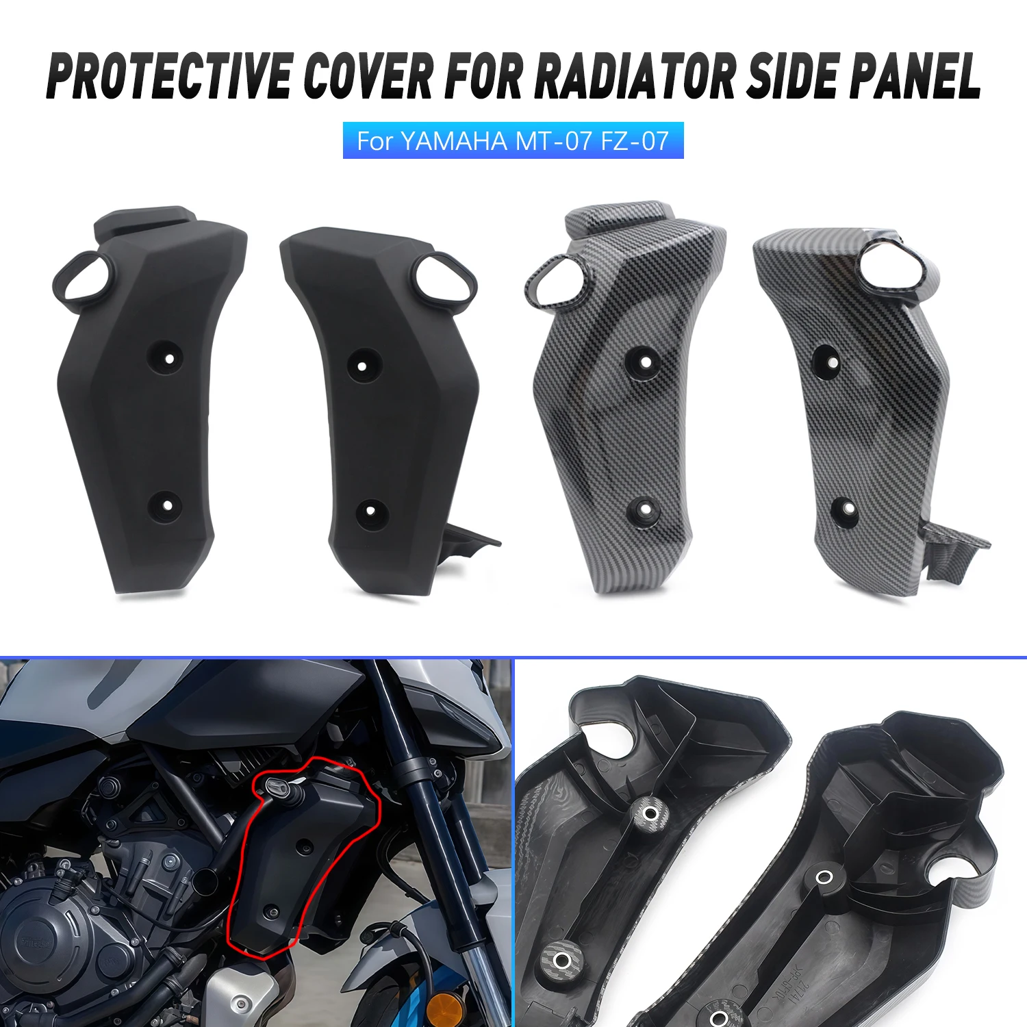 

For Yamaha MT-07 mt07 MT07 FZ-07 FZ07 2025 2026 Water Tank Radiator Side Panels Cover Fairing Kit ABS Motorcycle Part