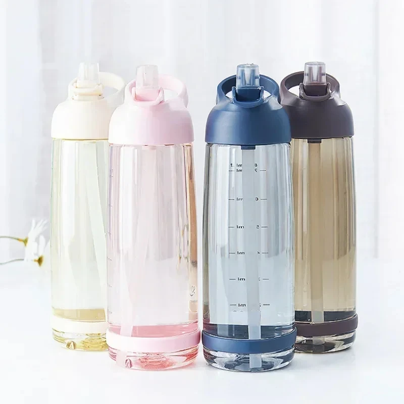 

Outdoor Water Bottle with Straw Sports Bottles Leak Proof Eco-friendly Children School With Lid Hiking Camping Plastic BPA Free