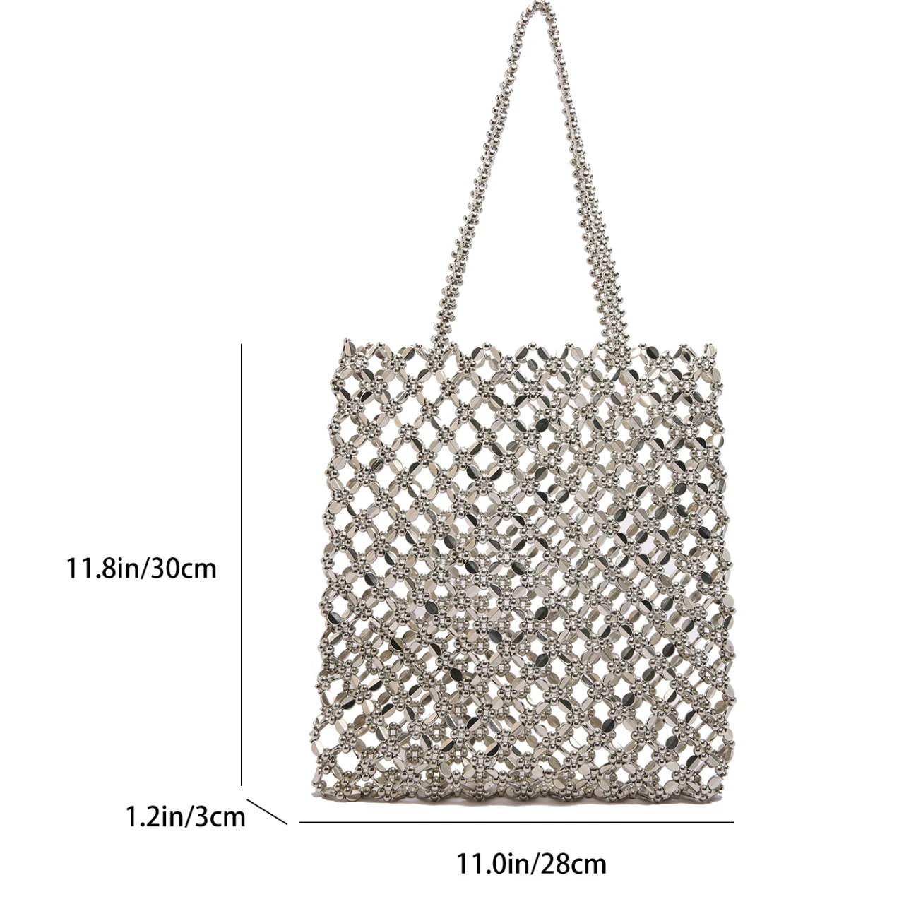 2025 New Summer Vacation Bag Boho Beach Hollow Out Shoulder Bag For Women Handmade Beading Handbag Silver Metal Top Handle Tote