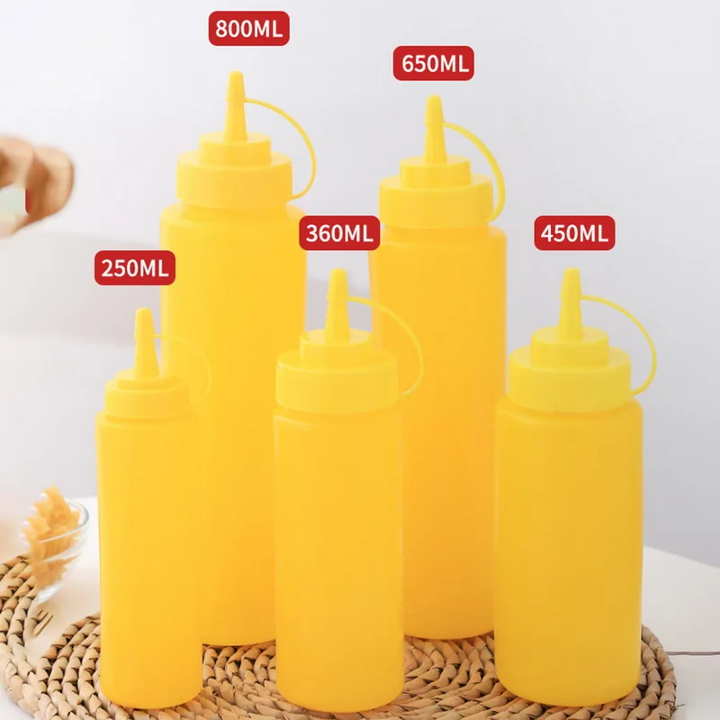 250/800ml Sauce Vinegar Oil Ketchup Gravy Cruet Kitchen Accessories Boat Plastic Condiment Dispenser 8oz Squeeze Bottle