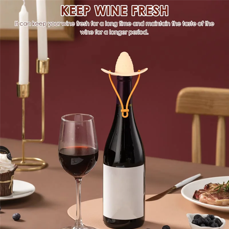 YWDZ-3 шт. силиконовая пробка для вина, герметичная пробка для бутылки вина, забавная ковбойская шляпа, пробка для вина, крышка для бутылки вина, уплотнение