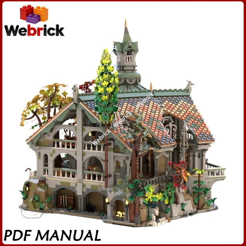 

MOC Building Blocks Rivendell Tower Hall Elven Forest Tower Hall Scene Assembly Bricks Set Adult Gift