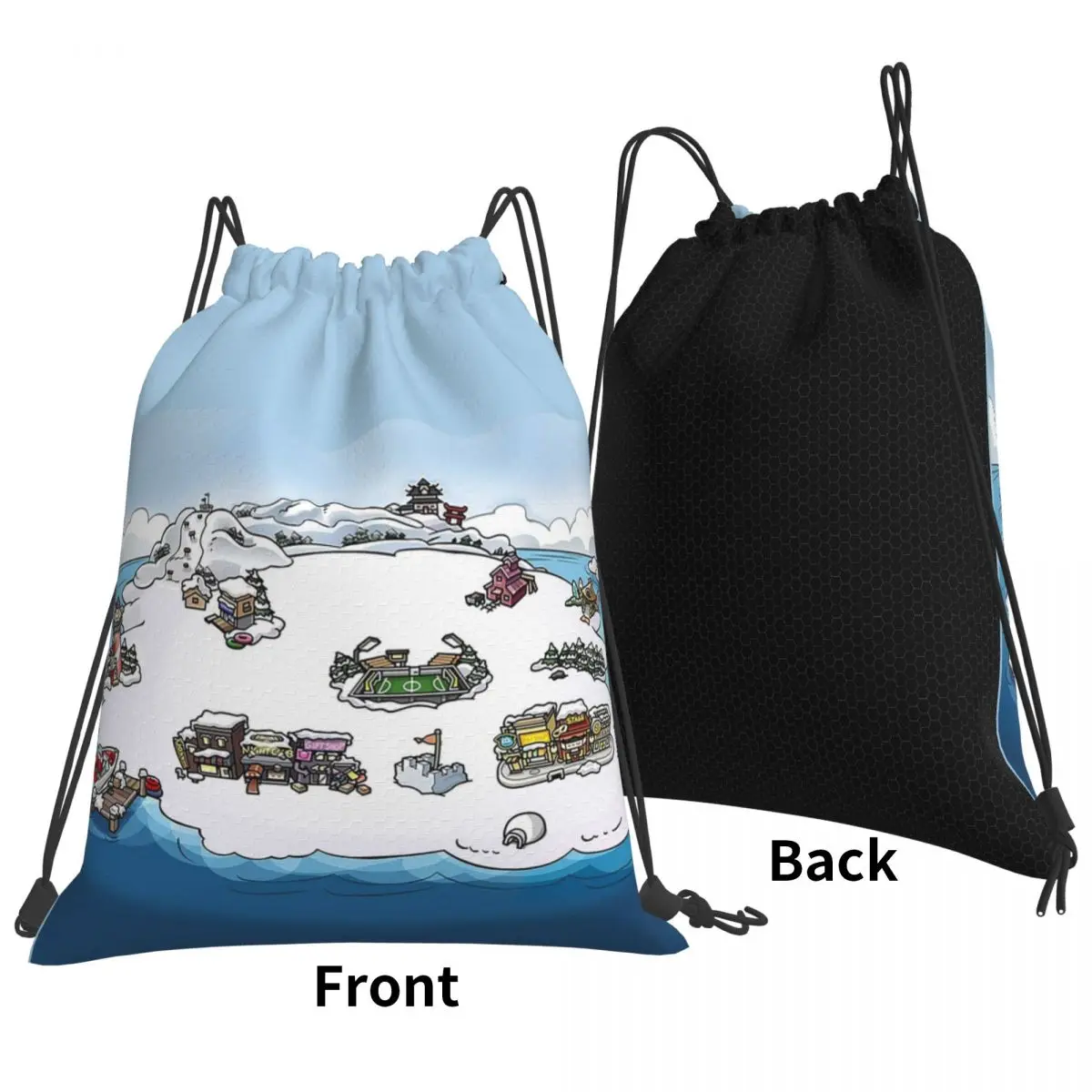 Club Penguin M Backpacks Portable Drawstring Bags Storage Bag Book Bags for Man Woman School