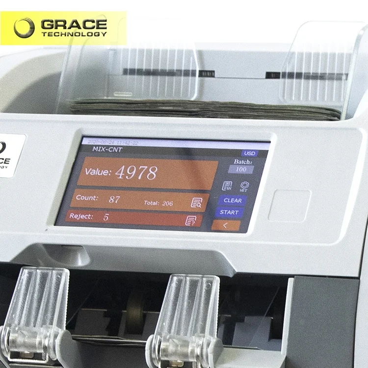 Two Pockets Bill Fitness ECB Test Professional Banknote Sorter Money Multi Currency Sorting Machine