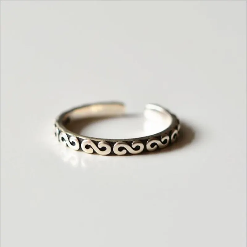 

New Arrival High-quality Personality 925 Sterling Silver Jewelry S-shaped Pattern Letter Opening Rings R142