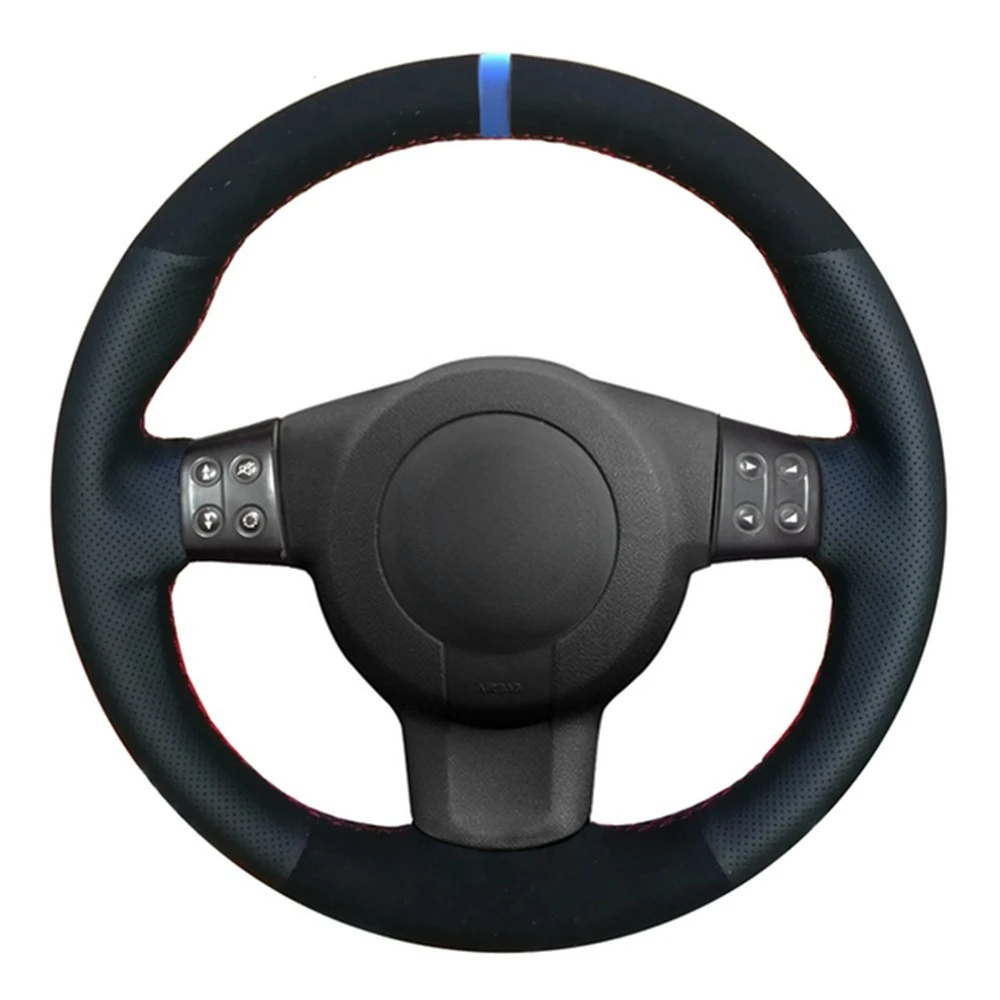 Car Steering Wheel Cover DIY Hand-stitched Black Genuine Leather Suede For Seat Leon (Mk2) 2006-2008 Ibiza (6L) 2007
