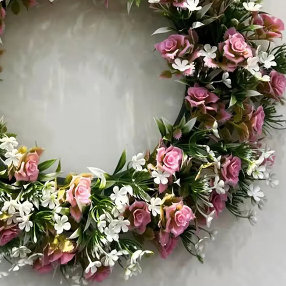 

Artificial Rose And Camellia Wreath Hanger for Door Wall Fireplace Decor Handmade Realistic Gift Floral Wreath