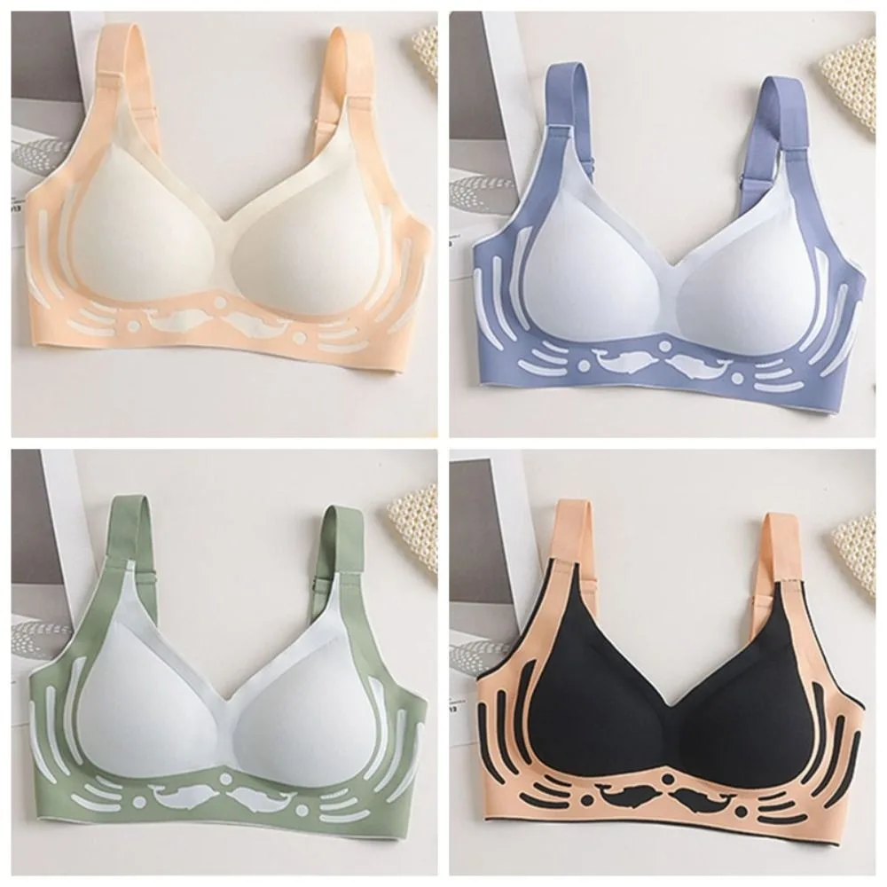 Comfortable Dolphin Wireless Deep V Bra Close-fitting Shockproof Brassiere for Women Lingerie No Trace Seamless Bras Girls