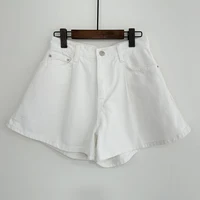 REALEFT Summer Washed High Waist Women's A-line Denim Shorts Pocket White 2025 New Casual Loose Wide Leg Jeans Shorts Female - Image 5