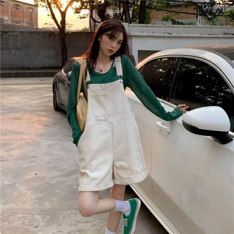 

Однотонные комбинезоны большого размера, новые милые брюки, повседневные широкие шорты, свободные корейские модные боди, цельная одежда, женская одежда