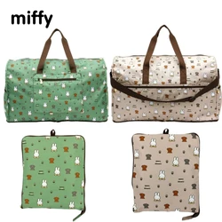 Kawaii Miffy Cartoon Printed Folding Portable Large Capacity Storage Bag Handheld Single Shoulder Luggage Bag Travel Bag Gifts