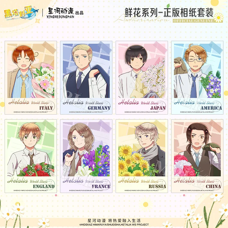 Hetalia World Stars Axis Powers Heroes Italy Germany Japan China Official Authorization Flower Series Photo Card Paper Set