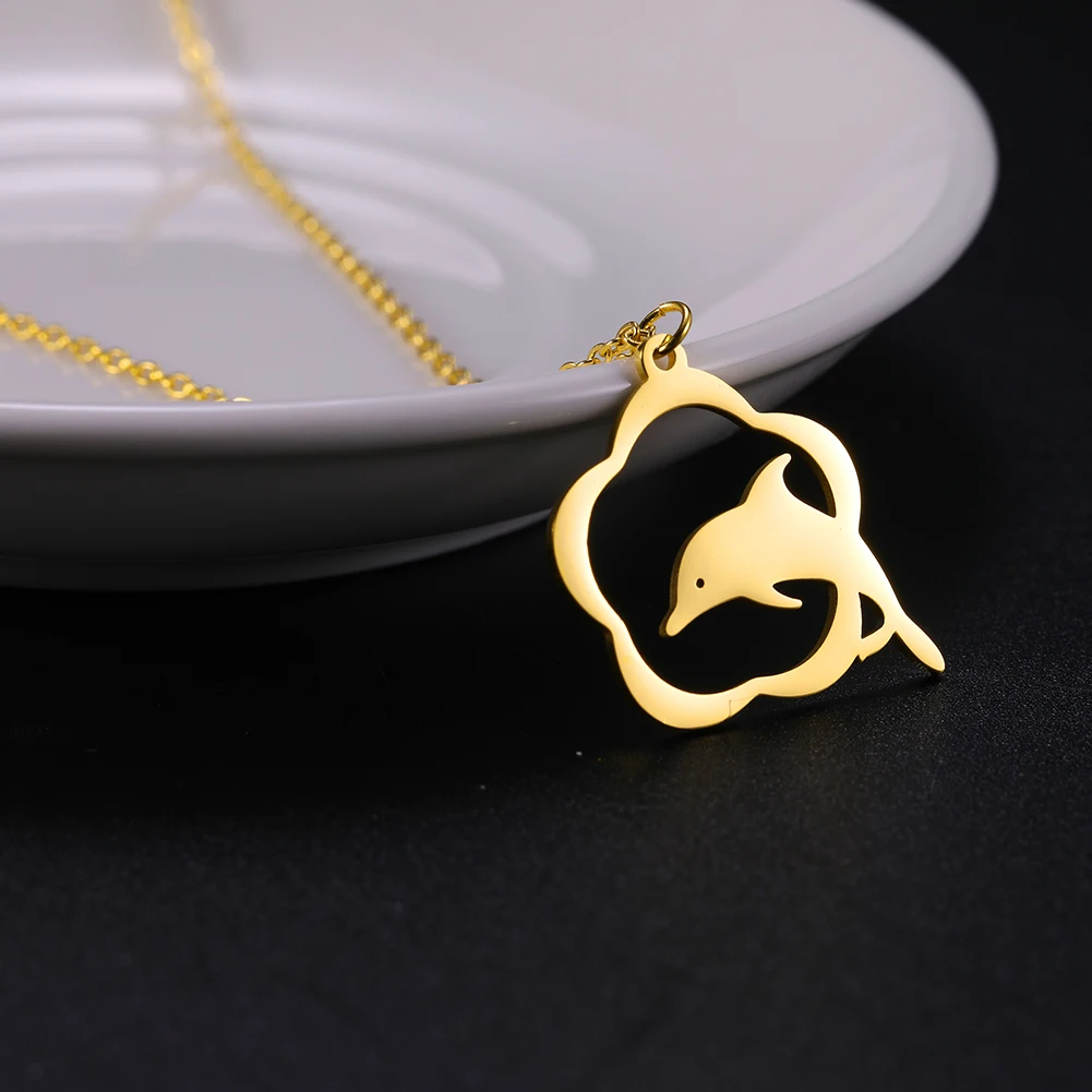 Stainless Steel Dolphin Wreath Pendant Chain para mulheres, namorada, aniversário, presente de festa de casamento, indispensável, verão, novo, 2023