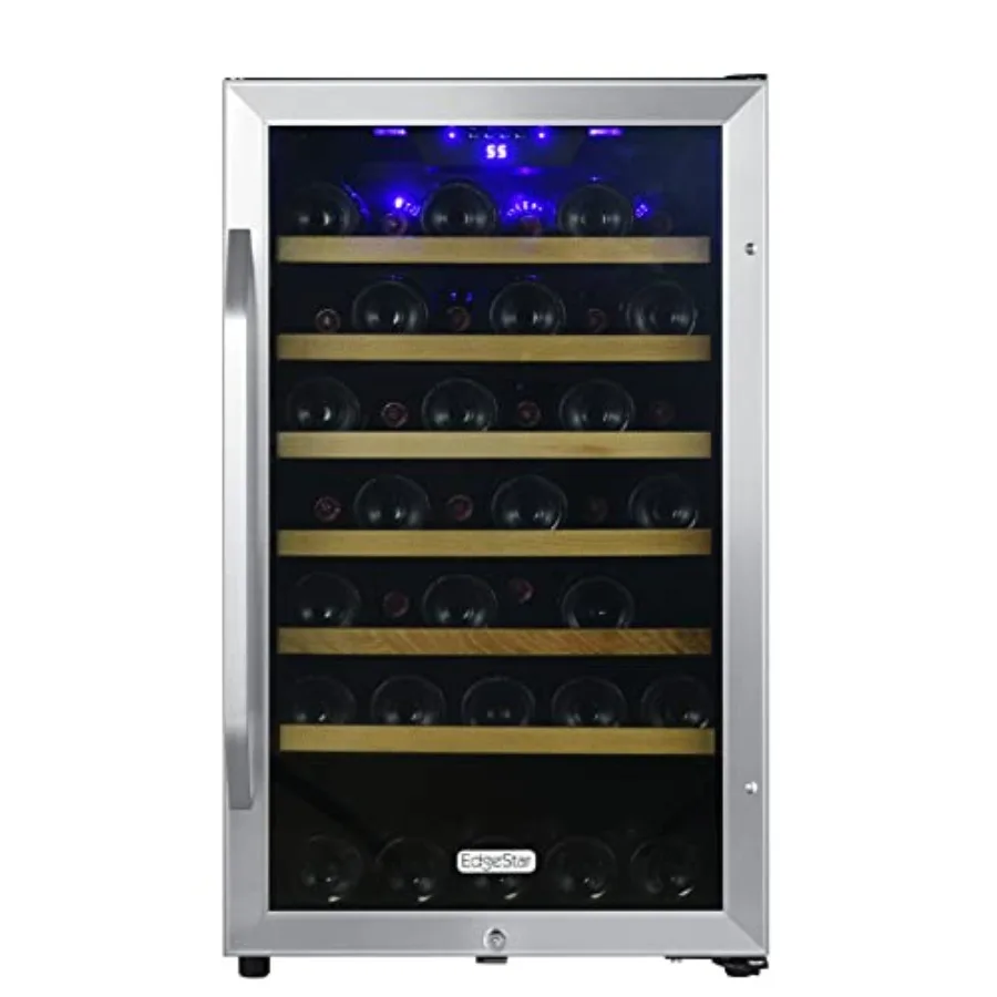 

20 Inch Wide 44 Bottle Capacity Free Standing Wine Cooler with Reversible Door and LED Lighting