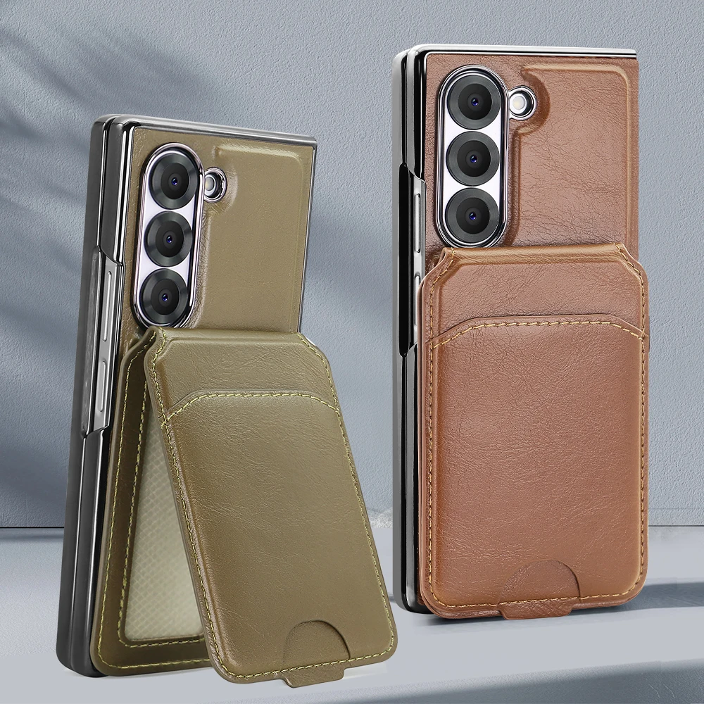 

PU Leather Z Fold 6 Phone Case with Cards Wallet Holder,Pen Slot,Hand Strap Compatitable with Samsung Galaxy Z Fold 6 5 4