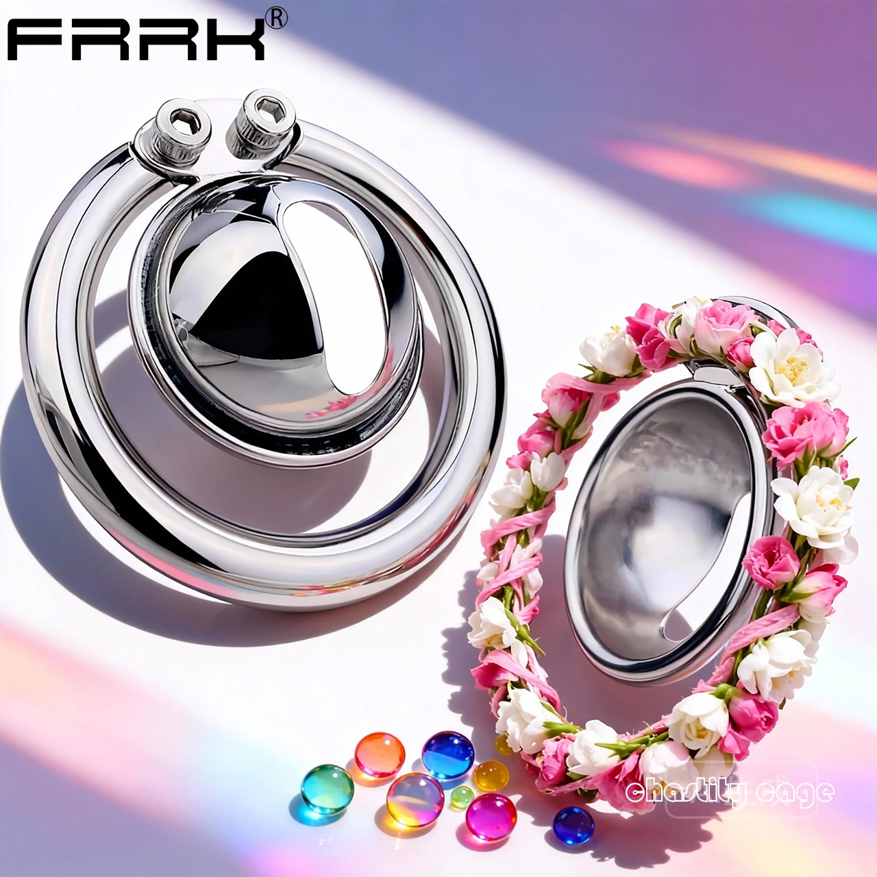 FRRK سلبي ذكر حزام العفة جهاز المسمار عرافة قفل قفص مع حلقة القضيب المستديرة BDSM أدوات الجنس القضيب للرجل Femboy 18 + #1