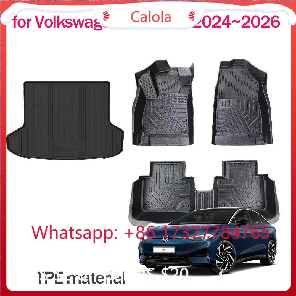 TPE Floor Mats & Trunk Liner for VW ID.7 Vizzion Aero 2024-2026 Waterproof Interior Carpet