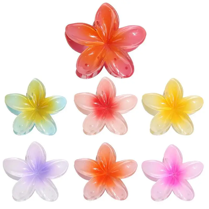 

Fashion Women Flower Hair Claws Hawaiian Gradient Hair Clips Vacation Beach Style Hairpins Hair Accessories