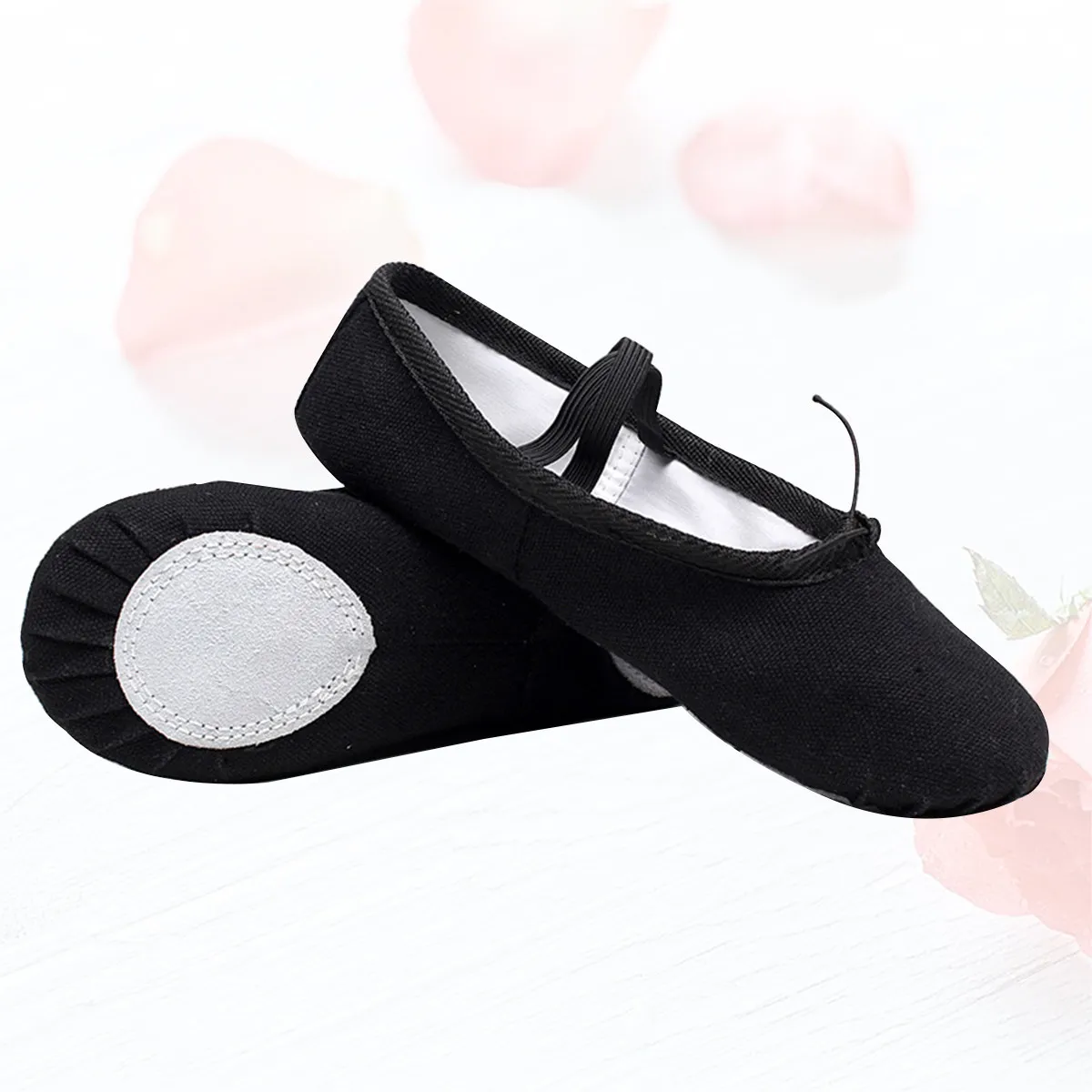 1Pair Yoga Ballet Shoes Lightweight Breathable Elastic Cord Dancing Shoes Anti Slip Black Size 30 for Jazz Ballroom Modern