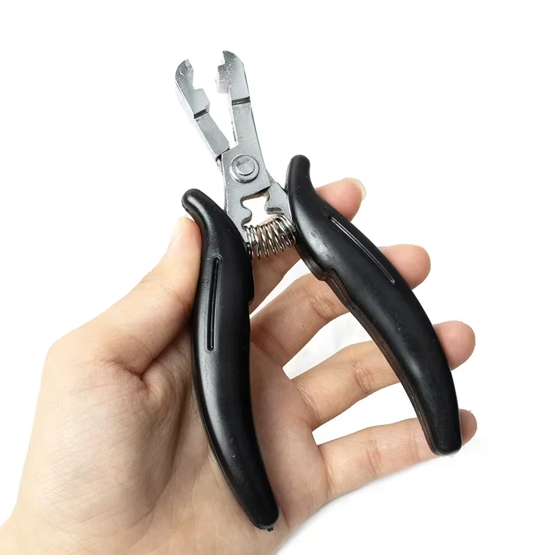 1PC Zwart handvat 6mm groef Platte tangklem voor het maken van pre-gebonden haarverlenging met platte punt
