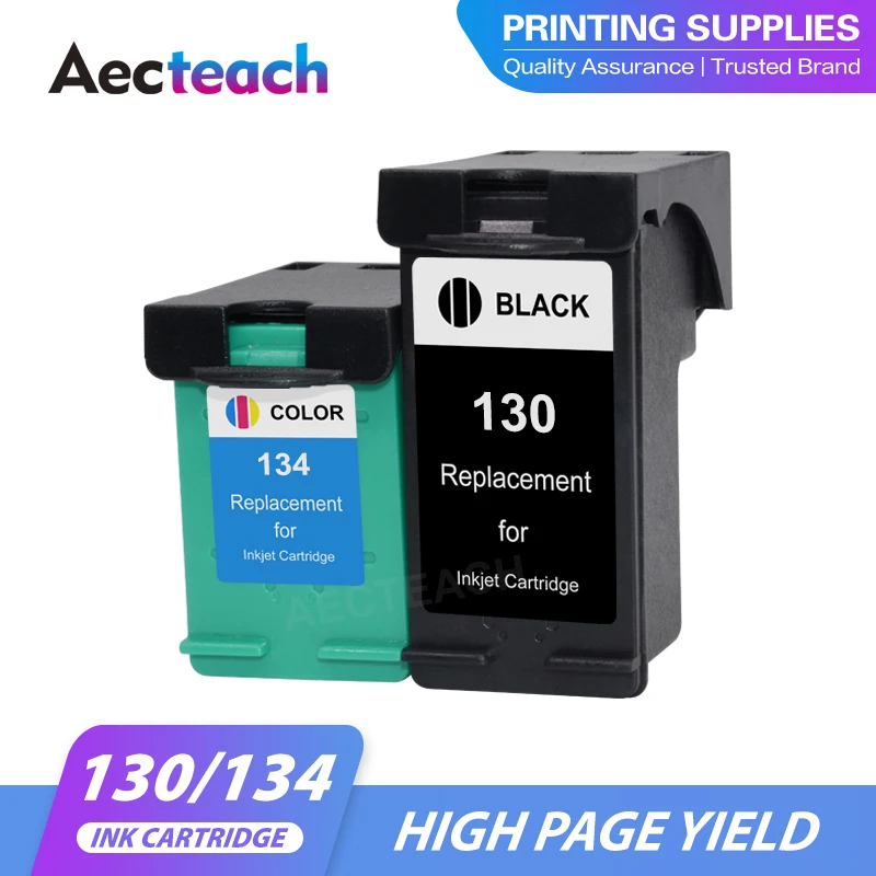 Aecteach Ink Cartridges Replace for HP 130 134 hp130 hp134 Officejet K7100 K7103 K7108 Deskjet 6940 6943 6980 6980xi 6983 6988