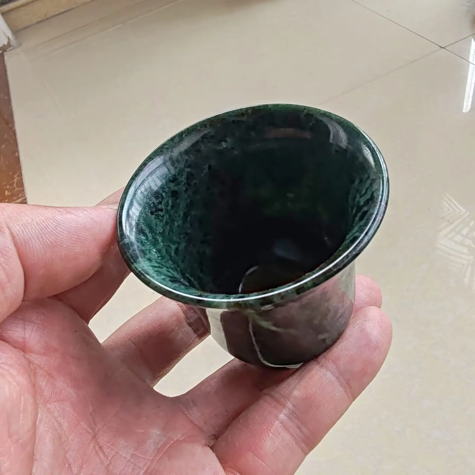 100ml Natural Green Jade Teacup Tibetan Medicine King Stone Healing Magnet Cups Chinese Tea Ceremony Kung Fu Teaset Master Cup