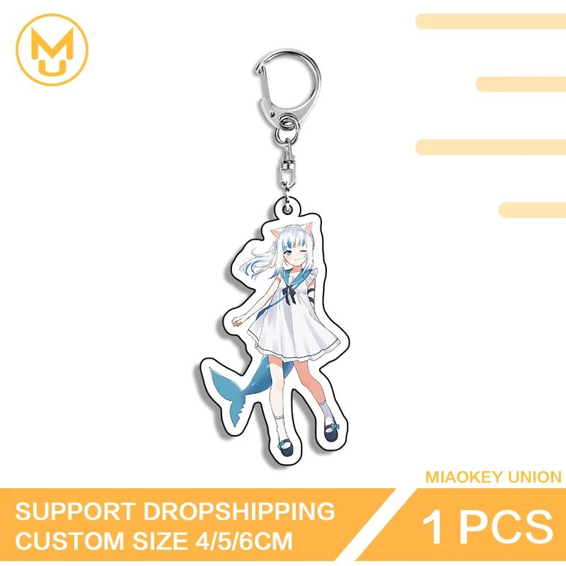 Gawr Gura Vtuber Key Holder Kawaii Virtual Lover Costumes Props Pretty Peripherals Decoration For Lover Couple Back To School