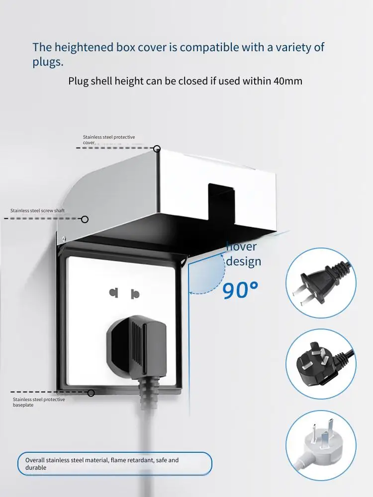 Stainless Steel Splash-proof Box 86 Type Surface-mounted Waterproof Box Outdoor Outdoor Protective Cover Socket Fireproof Cover
