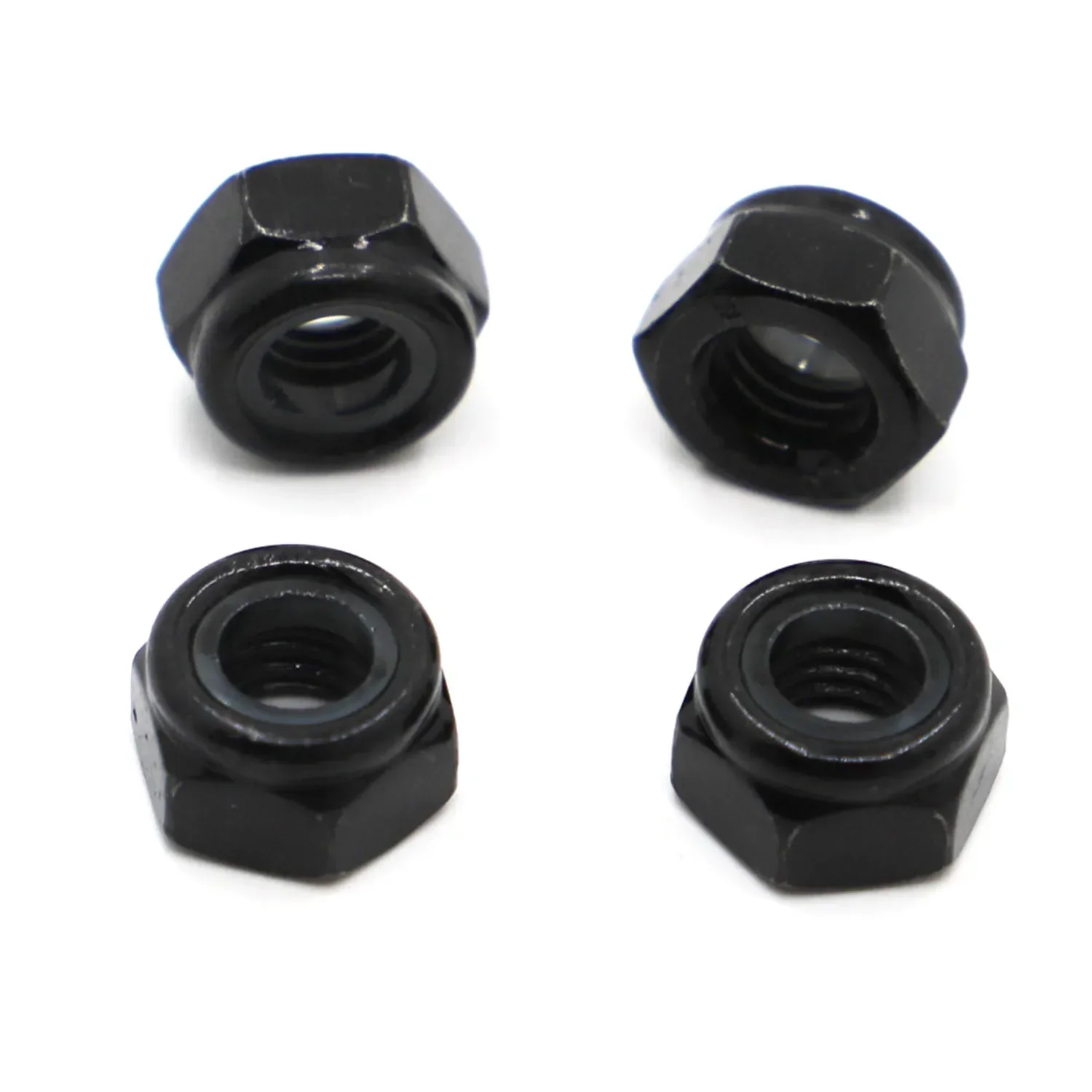 1~50pcs DIN985 M2 M2.5 M3 M4 M5 M6 M8 M10 M12 M16 Black Carbon Steel Hex Nylon Self-locking Nuts Locknut Slip Insert Lock Nut