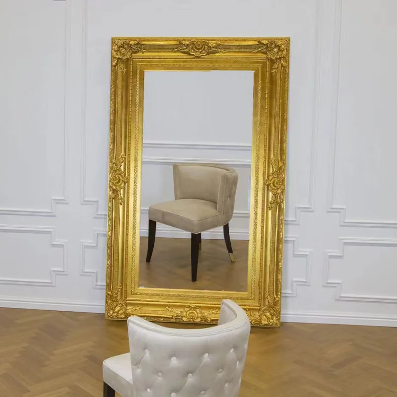 

American light luxury Internet celebrity bathroom mirror makeup mirror decorative mirror gold High Quality