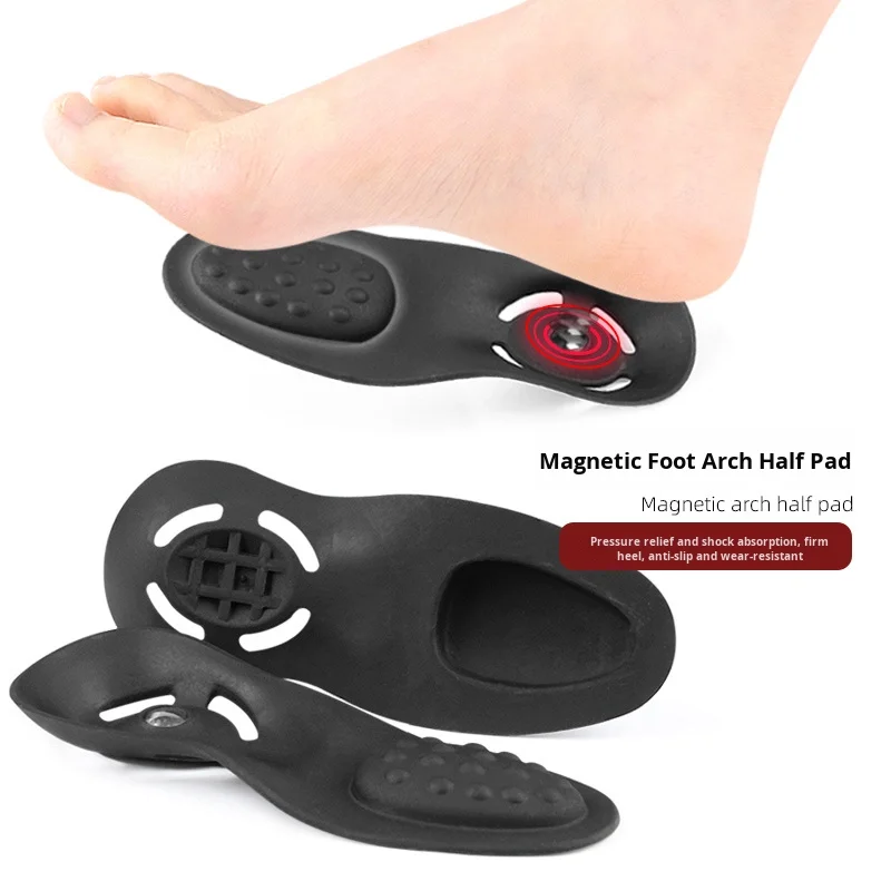 نصف وسادة على شكل قوس مغناطيسي، تدليك جسيمات، دعم قوس مسطح، وسادة مركزية للقدم، نعل داخلي وخارجي مثمن على شكل XO #1
