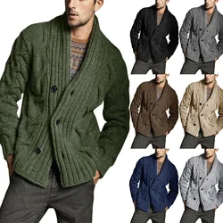 Autumn and Winter New Sweater Cardigan Solid Color Long-sleeved Knitted Sweater Jacket Men's Clothing