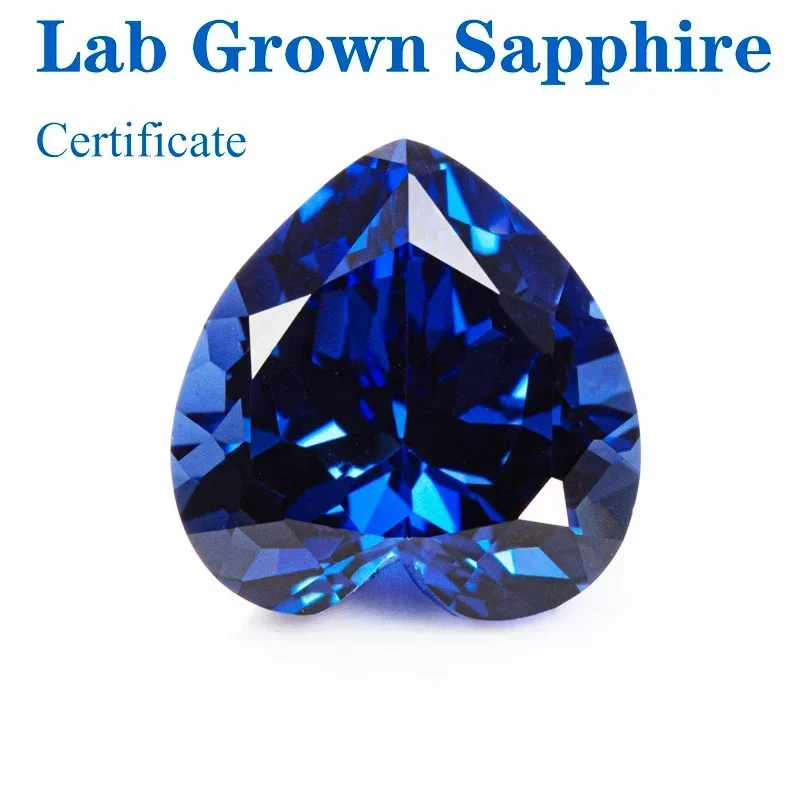 

Top Lab Grown Sapphire royal blue Heart Shape VVS1 Quality Charms Beads Selectable AGL Certificate Diy Jewelry Making Materials