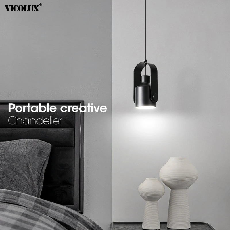 

Simple Rotatable Black White New LED Modern Pendant Lights Living Study Dining Room Bedroom Bedside Bar Lamps Indoor Lighting
