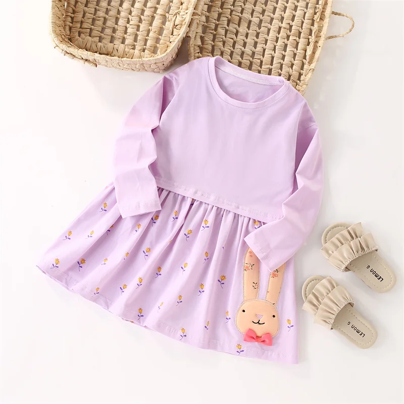 Jumping Meters 2-7 Bunny Princess Girls Dresses Fairy Tale Cotton Long Sleeve Children\'s Clothes Party Fashion Kids Frocks