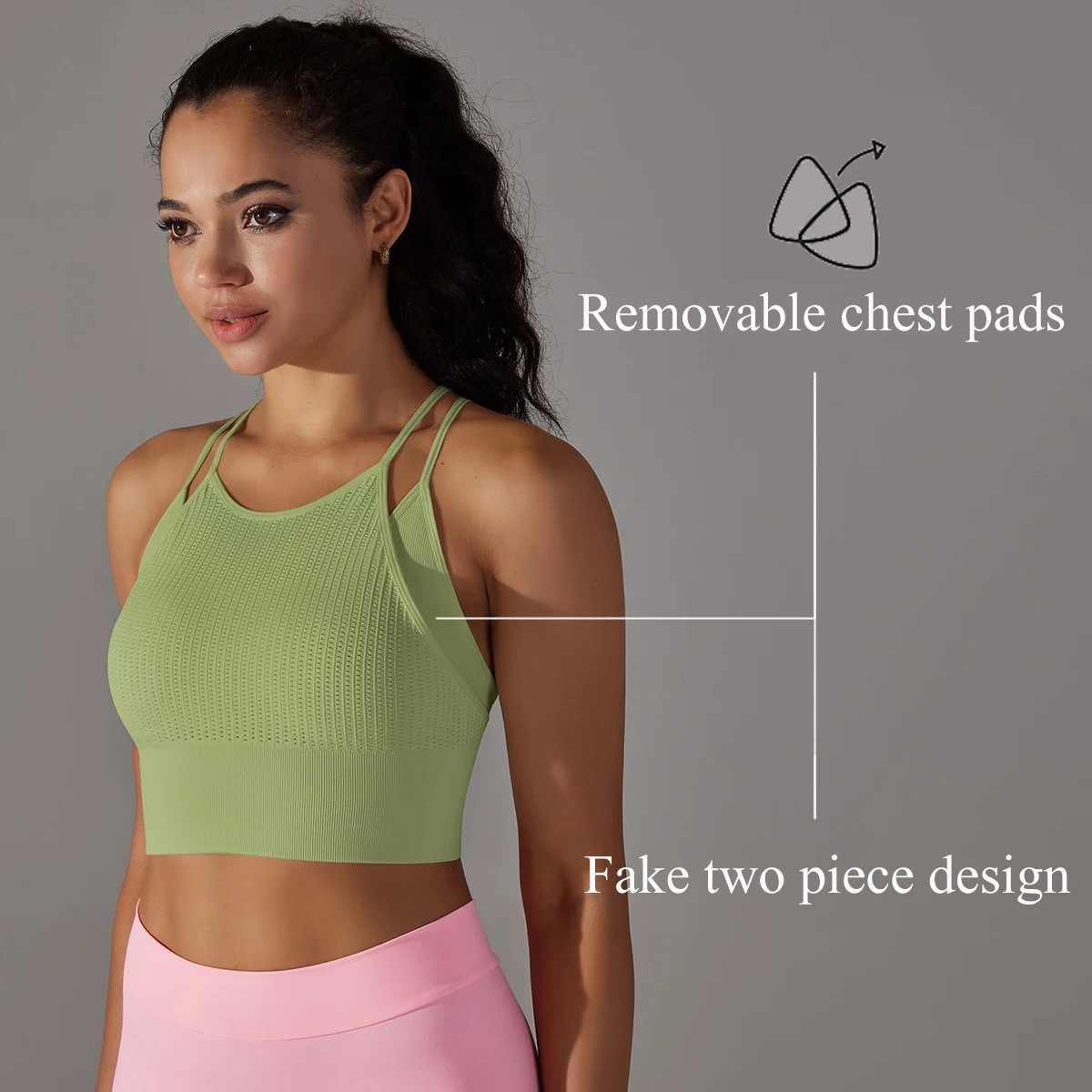 Woman Sports Bra Top Double Sided Design Seamless Yoga Bra Fitness Underwear Workout Shockproof Bra Sexy Mesh Gym Sport Bras