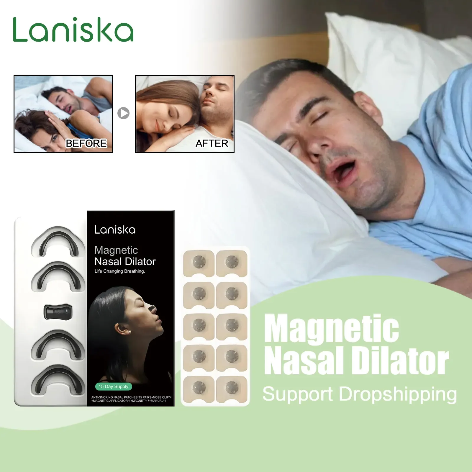 

Magnetic Nasal Dilator Kit Relieve Stuffy Nose Breathe Strips Increase Oxygen Intake Stop Snoring Promote Deep Sleep Aid Patch